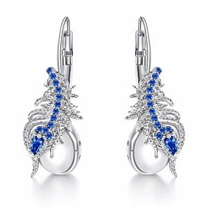 Blue & Silver Opal Crystal Earrings